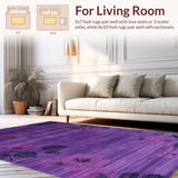 Ultra Soft Area Rug, Non Slip, Stain Resistant, Washable Area Rugs for Living Room, Bedroom, Sleek Minimalist Dark Purple Design(Purple)