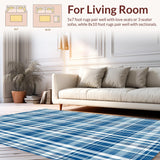 Ultra Soft Area Rug, Non Slip, Stain Resistant, Washable Area Rugs for Living Room, Bedroom, Lively Classic Checkered Theme(Blue)