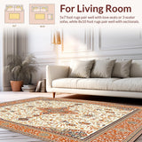 Ultra Soft Area Rug, Non Slip, Stain Resistant, Washable Area Rugs for Living Room, Bedroom, Boho Medallion Artistic Geometric Accent for Decor(Ivory)