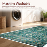 Ultra Soft Area Rug, Non Slip, Stain Resistant, Washable Area Rugs for Living Room, Bedroom, Distressed Blue High Traffic Bedroom Carpet(Blue)