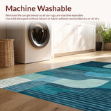 Ultra Soft Area Rug, Non Slip, Stain Resistant, Washable Area Rugs for Living Room, Bedroom, Elegant Grey Toned Minimalist Artwork(Blue)