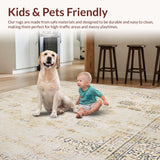 Ultra Soft Area Rug, Non Slip, Stain Resistant, Washable Area Rugs for Living Room, Bedroom, Beige Vintage Style Low Pile Accent(Beige)