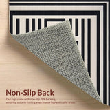 Ultra Soft Area Rug, Non Slip, Stain Resistant, Washable Area Rugs for Living Room, Bedroom, Contemporary Abstract Lattice Aesthetic(Black)