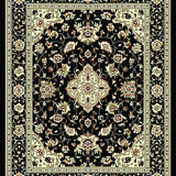 Ultra Soft Area Rug, Non Slip, Stain Resistant, Washable Area Rugs for Living Room, Bedroom, Rustic Traditional Tiled Motif(Black)