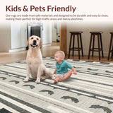 Ultra Soft Area Rug, Non Slip, Stain Resistant, Washable Area Rugs for Living Room, Bedroom, Scalloped Bow Knot Preppy Style Accent Rug(Gray)