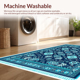 Ultra Soft Area Rug, Non Slip, Stain Resistant, Washable Area Rugs for Living Room, Bedroom, Boho Blue Pink Living Room Non-Shedding Rug(Blue)