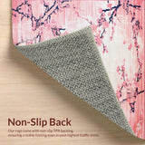 Ultra Soft Area Rug, Non Slip, Stain Resistant, Washable Area Rugs for Living Room, Bedroom, Tranquil Rustic Blossom Theme(Pink)