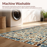 Ultra Soft Area Rug, Non Slip, Stain Resistant, Washable Area Rugs for Living Room, Bedroom, Contemporary Minimalist Linear Art(Blue)