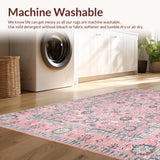 Ultra Soft Area Rug, Non Slip, Stain Resistant, Washable Area Rugs for Living Room, Bedroom, Artful Modern Distressed Composition(Pink)