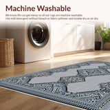 Ultra Soft Area Rug, Non Slip, Stain Resistant, Washable Area Rugs for Living Room, Bedroom, Contemporary Tribal Linear Design(Gray)