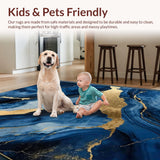 Ultra Soft Area Rug, Non Slip, Stain Resistant, Washable Area Rugs for Living Room, Bedroom, Chic Opulent Blue Gold Blend(Blue)