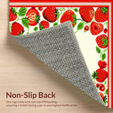 Ultra Soft Area Rug, Non Slip, Stain Resistant, Washable Area Rugs for Living Room, Bedroom, Rustic Strawberry Patch Illustration(Red)