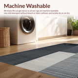 Ultra Soft Area Rug, Non Slip, Stain Resistant, Washable Area Rugs for Living Room, Bedroom, Chic Modern Geometric Motif(Black)