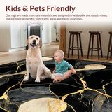 Ultra Soft Area Rug, Non Slip, Stain Resistant, Washable Area Rugs for Living Room, Bedroom, Striking Contemporary Tiled Design(Black)