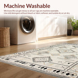 Ultra Soft Area Rug, Non Slip, Stain Resistant, Washable Area Rugs for Living Room, Bedroom, Stylish Rustic Ogee Pattern(Beige)