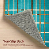 Ultra Soft Area Rug, Non Slip, Stain Resistant, Washable Area Rugs for Living Room, Bedroom, Contemporary Vibrant Checked Aesthetic(Blue)