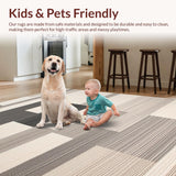 Ultra Soft Area Rug, Non Slip, Stain Resistant, Washable Area Rugs for Living Room, Bedroom, Sleek Contemporary Multi-Hued Pattern(Beige)