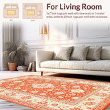 Ultra Soft Area Rug, Non Slip, Stain Resistant, Washable Area Rugs for Living Room, Bedroom, Luxurious Minimalist Tiled Arrangement(Orange)