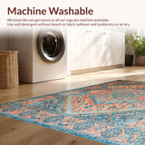 Ultra Soft Area Rug, Non Slip, Stain Resistant, Washable Area Rugs for Living Room, Bedroom, Chic Sky Blue Tiled Aesthetic(Orange)