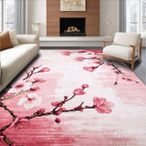 Ultra Soft Area Rug, Non Slip, Stain Resistant, Washable Area Rugs for Living Room, Bedroom, Delicate Botanical Blossom Pattern(Pink)
