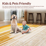 Ultra Soft Area Rug, Non Slip, Stain Resistant, Washable Area Rugs for Living Room, Bedroom, Vibrant Layered Spiral Aesthetics(Gold)