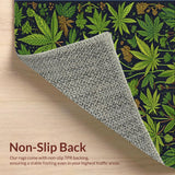 Ultra Soft Area Rug, Non Slip, Stain Resistant, Washable Area Rugs for Living Room, Bedroom, Humorous Stoner Decor Area Rug Cannabis Leaf Design Carpet for Front Door(Green)