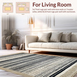 Ultra Soft Area Rug, Non Slip, Stain Resistant, Washable Area Rugs for Living Room, Bedroom, Boho Geometric Outdoor Rug(Black)