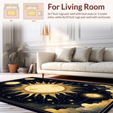 Ultra Soft Area Rug, Non Slip, Stain Resistant, Washable Area Rugs for Living Room, Bedroom, Celestial Moonlit Abstract Style(Gold)