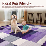 Ultra Soft Area Rug, Non Slip, Stain Resistant, Washable Area Rugs for Living Room, Bedroom, Luxurious Modern Tiled Aesthetic(Purple)