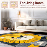 Ultra Soft Area Rug, Non Slip, Stain Resistant, Washable Area Rugs for Living Room, Bedroom, Playful Cartoon Animal Motif(Yellow)