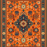 Ultra Soft Area Rug, Non Slip, Stain Resistant, Washable Area Rugs for Living Room, Bedroom, Contemporary Lattice Pattern Motif(Orange)