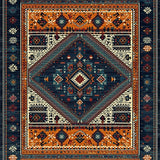 Ultra Soft Area Rug, Non Slip, Stain Resistant, Washable Area Rugs for Living Room, Bedroom, Boho Tribal Low Pile Bedroom Non-Slip Carpet(Black)