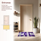 Ultra Soft Area Rug, Non Slip, Stain Resistant, Washable Area Rugs for Living Room, Bedroom, Luxurious Textured Linear Elements(Purple)