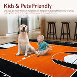 Ultra Soft Area Rug, Non Slip, Stain Resistant, Washable Area Rugs for Living Room, Bedroom, Vibrant Sporty Circular Floor Accent(Orange)