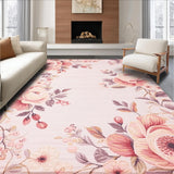 Ultra Soft Area Rug, Non Slip, Stain Resistant, Washable Area Rugs for Living Room, Bedroom, Contemporary Circular Plush Dreamscape(Pink)