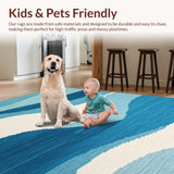 Ultra Soft Area Rug, Non Slip, Stain Resistant, Washable Area Rugs for Living Room, Bedroom, Sleek Contemporary Flowing Pattern(Blue)