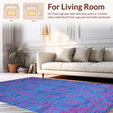 Ultra Soft Area Rug, Non Slip, Stain Resistant, Washable Area Rugs for Living Room, Bedroom, Sophisticated Dual-Tone Striped Look(Blue)