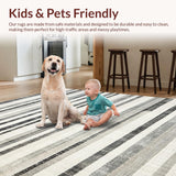 Ultra Soft Area Rug, Non Slip, Stain Resistant, Washable Area Rugs for Living Room, Bedroom, Black & White Striped Rug: Modern Handwoven Design(Gray)
