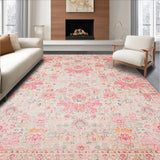 Ultra Soft Area Rug, Non Slip, Stain Resistant, Washable Area Rugs for Living Room, Bedroom, Lush Cozy Textured Geometry(Pink)