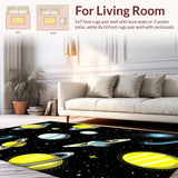 Ultra Soft Area Rug, Non Slip, Stain Resistant, Washable Area Rugs for Living Room, Bedroom, Interstellar Vibrant Universe Aesthetic(Yellow)