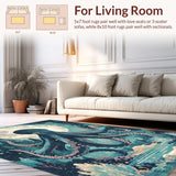 Ultra Soft Area Rug, Non Slip, Stain Resistant, Washable Area Rugs for Living Room, Bedroom, Oceanic Creature Rug - Marine Theme Decorative Art Carpet(Blue)