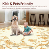 Ultra Soft Area Rug, Non Slip, Stain Resistant, Washable Area Rugs for Living Room, Bedroom, Beige Runner with Vintage Inspired Floral Swirls and Non Slip Grip(Beige)