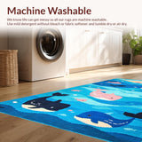 Ultra Soft Area Rug, Non Slip, Stain Resistant, Washable Area Rugs for Living Room, Bedroom, Charming Aquatic Fantasy Aesthetic(Blue)