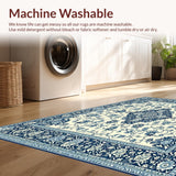 Ultra Soft Area Rug, Non Slip, Stain Resistant, Washable Area Rugs for Living Room, Bedroom, Urbane Oasis Collection Medallion Bloom Design(Ivory)