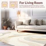 Ultra Soft Area Rug, Non Slip, Stain Resistant, Washable Area Rugs for Living Room, Bedroom, Ethereal Beige Area Abstract Swirls for Home Decor(Beige)