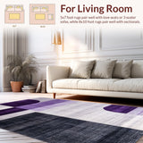 Ultra Soft Area Rug, Non Slip, Stain Resistant, Washable Area Rugs for Living Room, Bedroom, Elegant Geometric Grey and White(Purple)