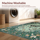 Ultra Soft Area Rug, Non Slip, Stain Resistant, Washable Area Rugs for Living Room, Bedroom, Distinctive Forest Green Insect Motif(Green)