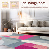 Ultra Soft Area Rug, Non Slip, Stain Resistant, Washable Area Rugs for Living Room, Bedroom, Non-Slip Soft Bedroom Rug with Unique Print Design(Gray)