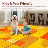 Ultra Soft Area Rug, Non Slip, Stain Resistant, Washable Area Rugs for Living Room, Bedroom, Lively Retro Symmetrical Design(Yellow)