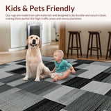 Ultra Soft Area Rug, Non Slip, Stain Resistant, Washable Area Rugs for Living Room, Bedroom, Chic Black Geometric Styling(Gray)